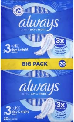 Always - 20x Ultra Day & Night Sanitary Pads Size 3 with Wings - 1 Piece