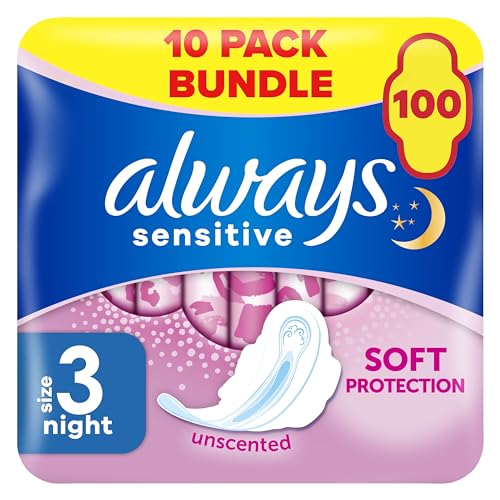 Always Sensitive Ultra Night Sanitary Towels with Wings, Size 3, 100 Towels