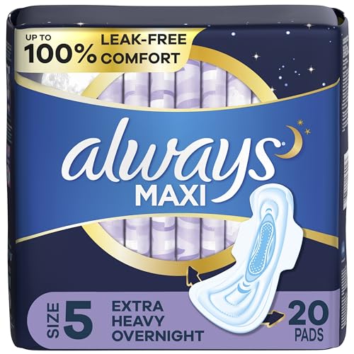 Always Maxi Feminine Pads for Women, Size 5 Extra Heavy Overnight Absorbency