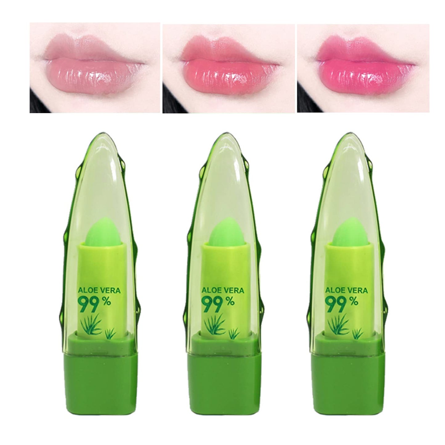 Aloe Vera Lip Balm, Magic Colour Changing Lipstick Long Lasting Lip Balm Set