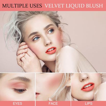 Liquid Blush for Cheeks, Soft Cream Liquid Blush Stick With Fine Glitte