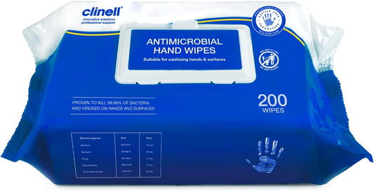 Clinell Antimicrobial Hand Wipes - Pack of 1 - 200 Wipes