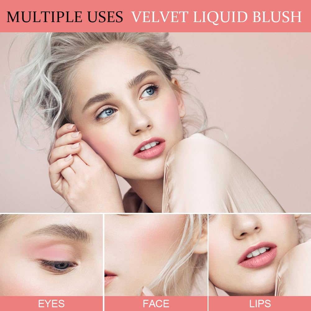 Liquid Blush for Cheeks, Soft Cream Liquid Blush Stick With Fine Glitte