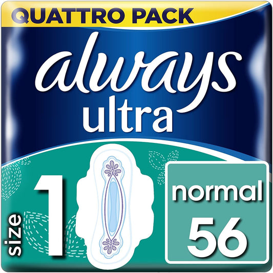 Always Ultra Normal Plus Sanitary Towels with Wings - 4X14 Serving (56 units)