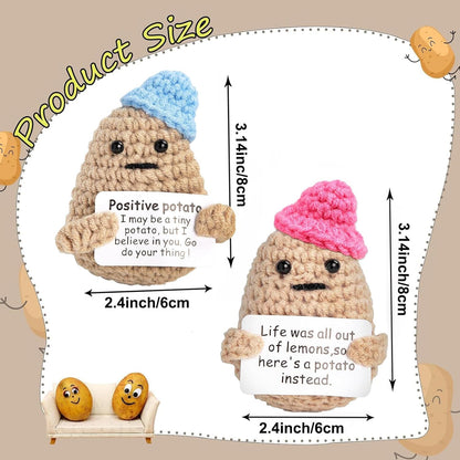 AddUe 2pcs Mini Funny Positive Life Potato, 3inch Interesting Knitted Wool Potato Doll