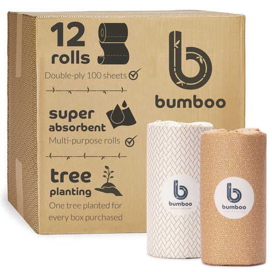Bumboo Wrapped Kitchen Rolls Pack of 12 Rolls (2-Ply)
