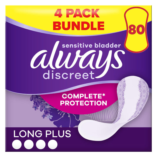 Always Discreet Incontinence Panty Liners For Women, 80 High Absorbency Liners, (20 x 4 Packs) SAVING PACK