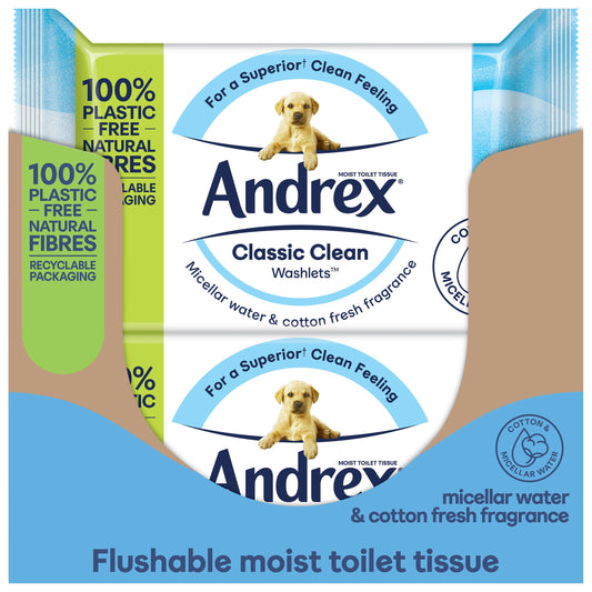 Classic Clean Washlets, 12 Packs, Flushable Toilet Tissue Wet Wipes