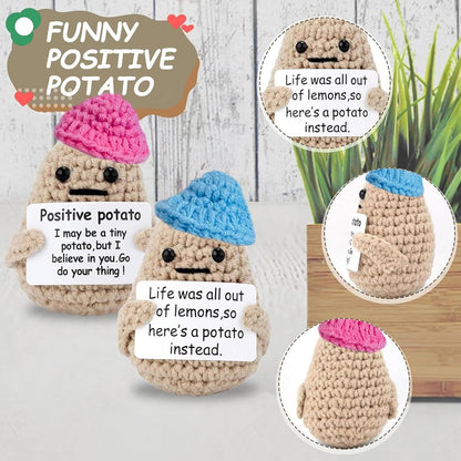 AddUe 2pcs Mini Funny Positive Life Potato, 3inch Interesting Knitted Wool Potato Doll