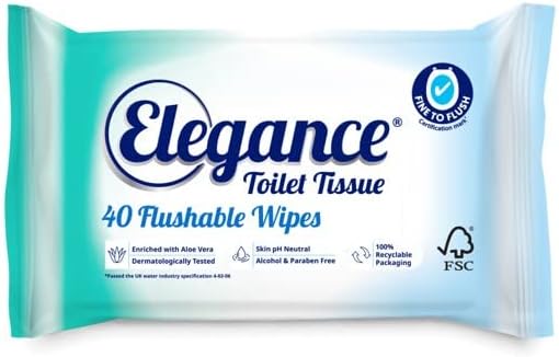 Toilet Tissue Flushable Wet Wipes, Certified Fine to Flush (16 packs x 40 wipes totaling 640 wipes)
