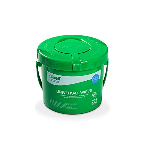 Universal Cleaning and Disinfectant Wipes Bucket - Pack of 225 - Multi Purpose Wipes, Kills 99.99% of Germs, Effective from 30 Seconds