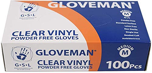 Generic Gloveman Clear Vinyl Gloves (Box of 100) (Medium)