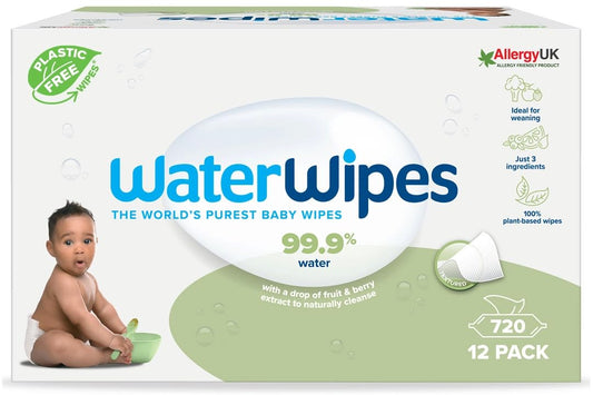 WaterWipes Plastic-Free Textured Clean, Toddler & Baby Wipes, 720 Count (12 Packs)