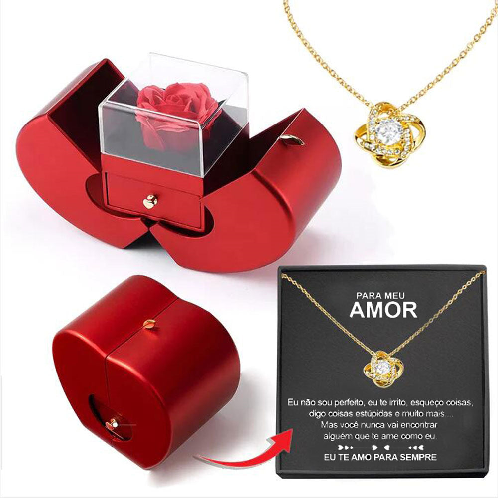 Fashion Jewelry Box Red Apple Gift Necklace for Mother and Love