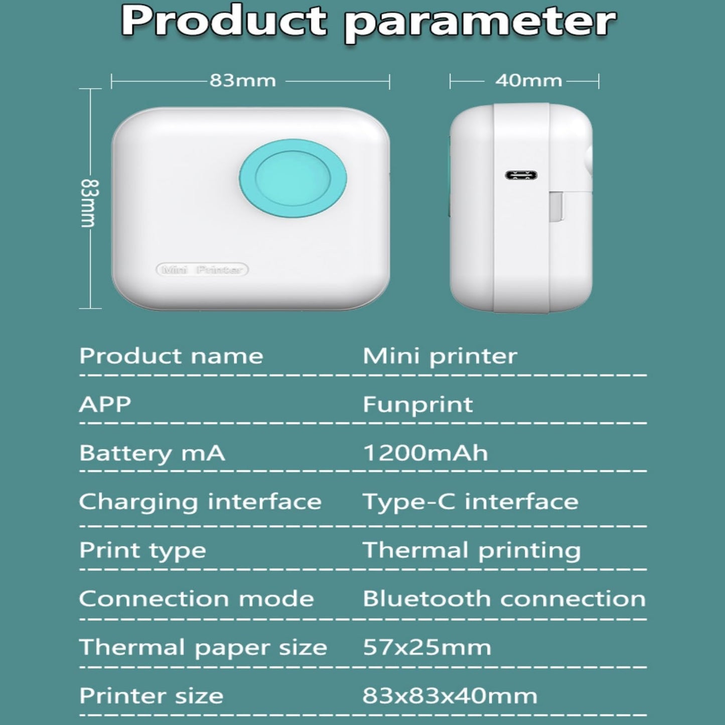 Mini Thermal Printer,Bluetooth Labler Maker,Portable Inkless Printers Compatible with Android and ios