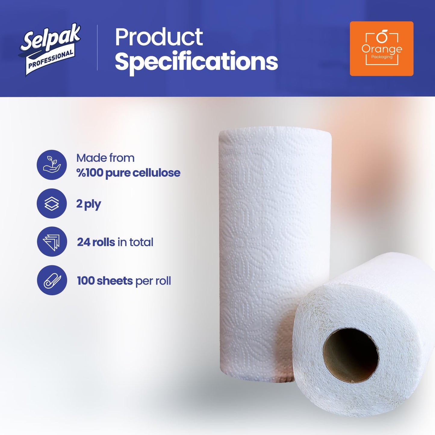 Selpak Kitchen Roll, 24 Kitchen Towels, 2400 Super Absorbent Sheets