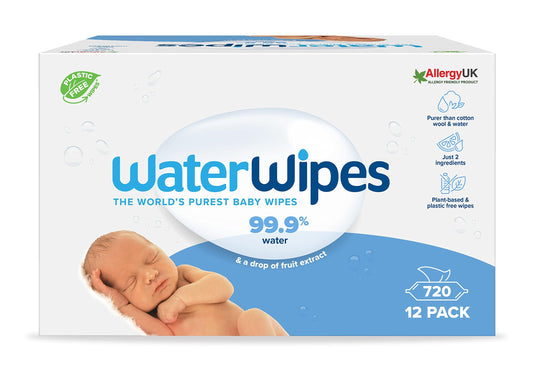 WaterWipes Plastic-Free Original Baby Wipes, 720 Count (12 packs)