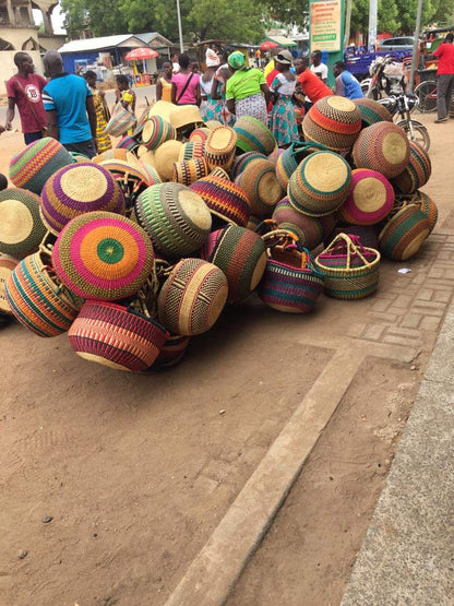 Large Bolga Round Basket Original Africa Ghana Shopping Basket