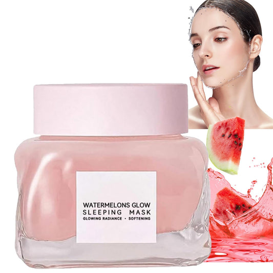 Watermelon Pink Glow Sleeping Mask -, Watermelon Overnight Face Masks Skincare, Anti-Aging Hydrating Facial Mask with AHA, Niacinamide, for Smooth Glowing Even Toned