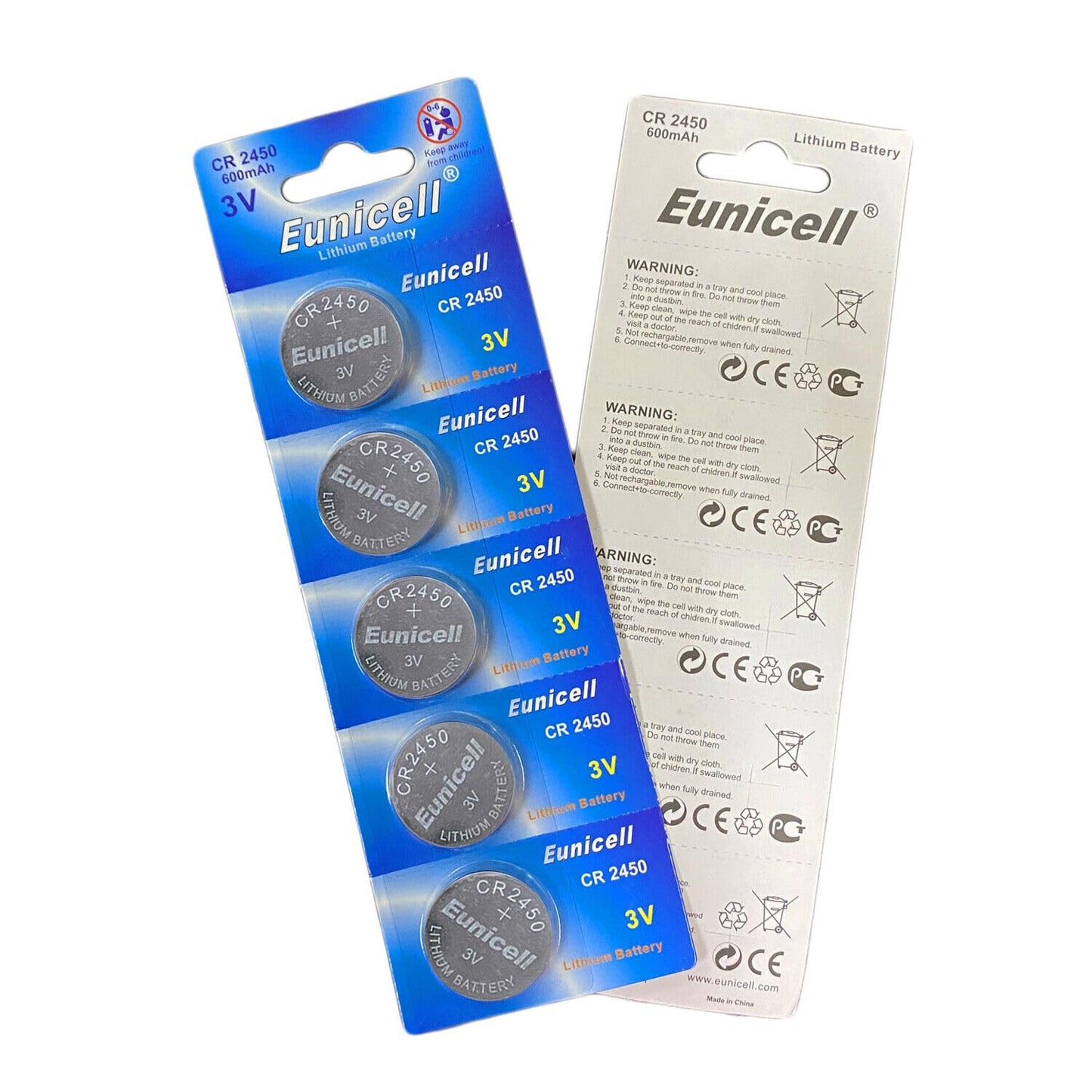 Eunicell - CR2450 3v lithium Coin Battery/Button Battery - (DL2450/CR2450) Suitable for use in LED lights
