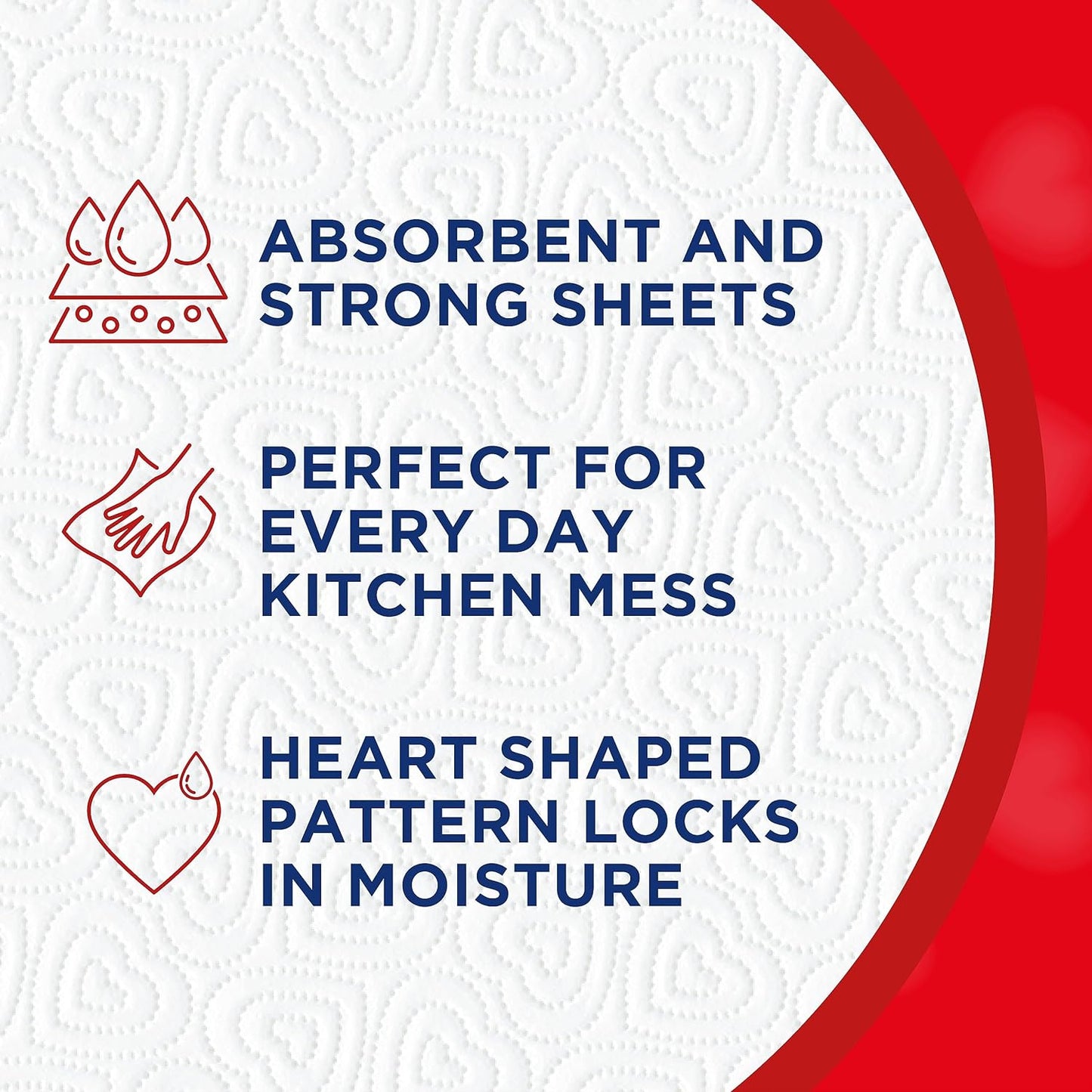 Heart Kitchen Towels – 20 rolls, Strong and Absorbent White Paper