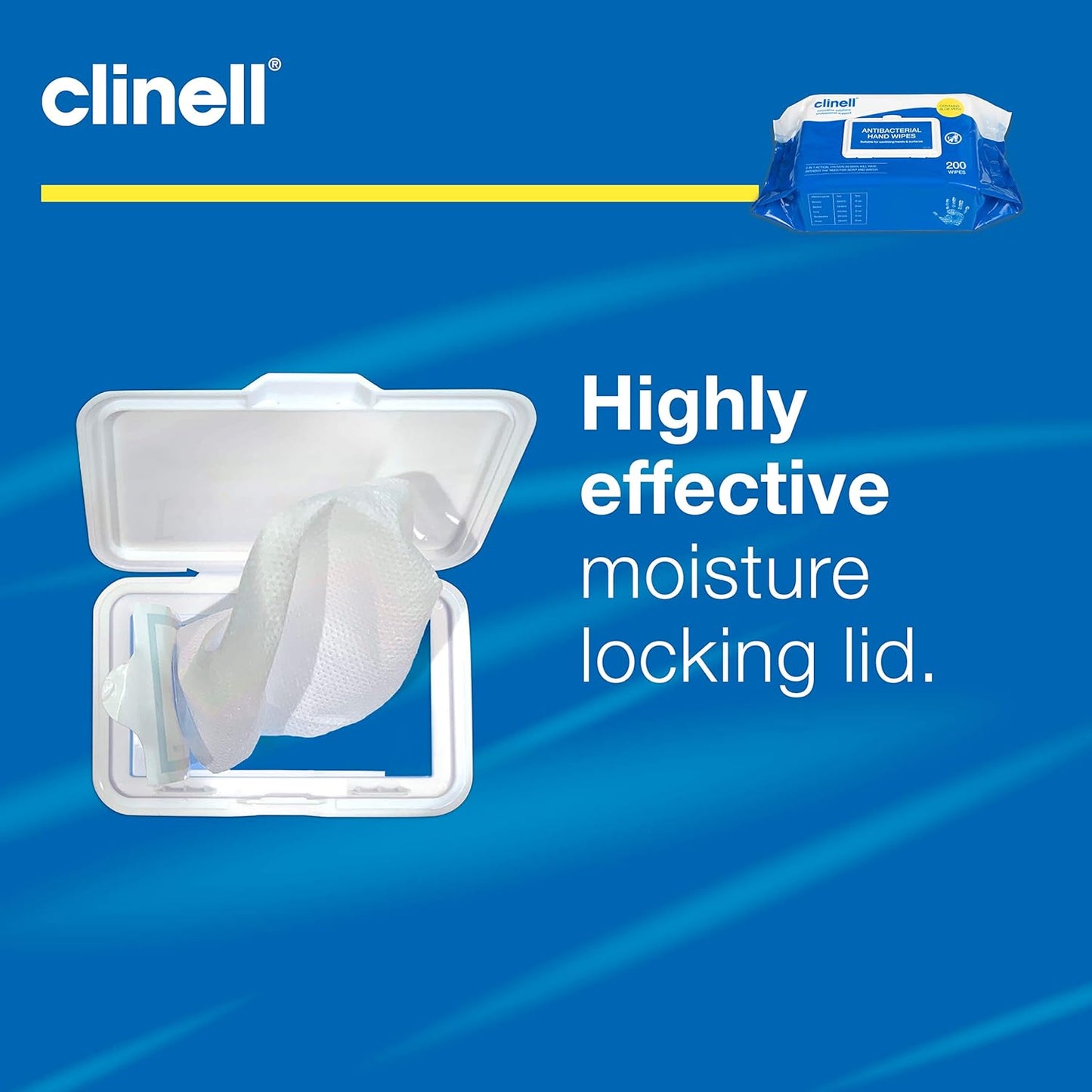 Clinell Antimicrobial Hand Wipes - Pack of 1 - 200 Wipes