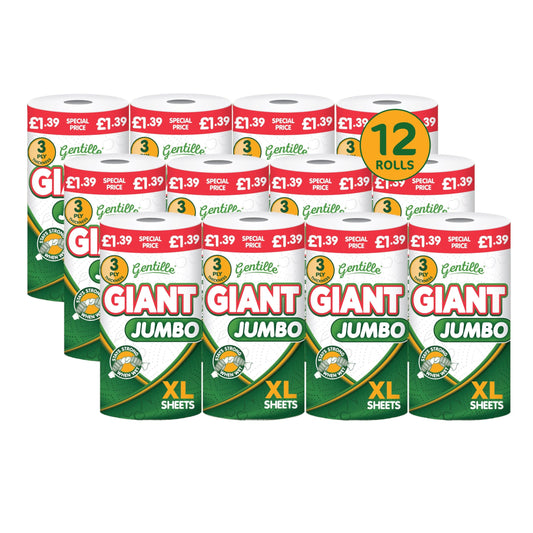 Giant Kitchen Roll Jumbo 3PLY Thickness Towel Durable Paper 12 XL Rolls