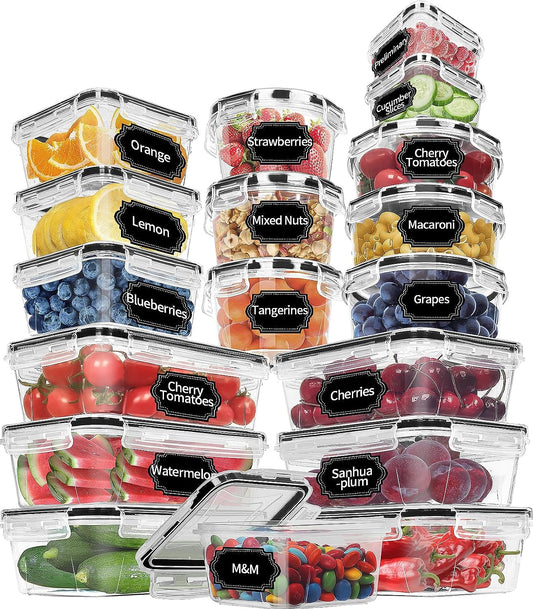 36 Pack Food Storage Containers with lids (18 Airtight Kitchen & 18 Lids
