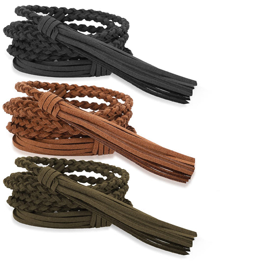 3 Pieces Skinny Tassel Belts for Women Dresses Braided Waist Belt Woven Tassel Chain Belt Rope Belt for Skirt Dress