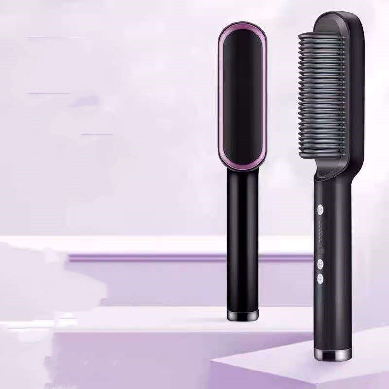 New 2 In 1 Hair Straightener Hot Comb Negative Ion Curling
