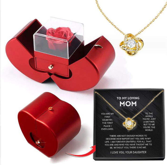 Fashion Jewelry Box Red Apple Gift Necklace for Mother and Love