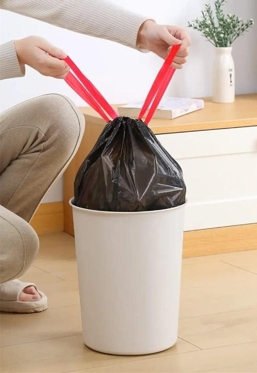 Bin Bags 15-20 L Bin Liners, Refuse Sacks are Easy to Use and Clean, Black Bin Bags Drawstring with Tie Handles Strong Garbage Bags for Bathroom Kitchen Living Room Office (60 Bags, Black)